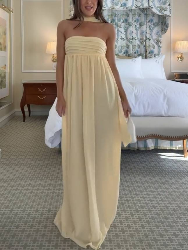 Scraf Pleated Tube Top Dress