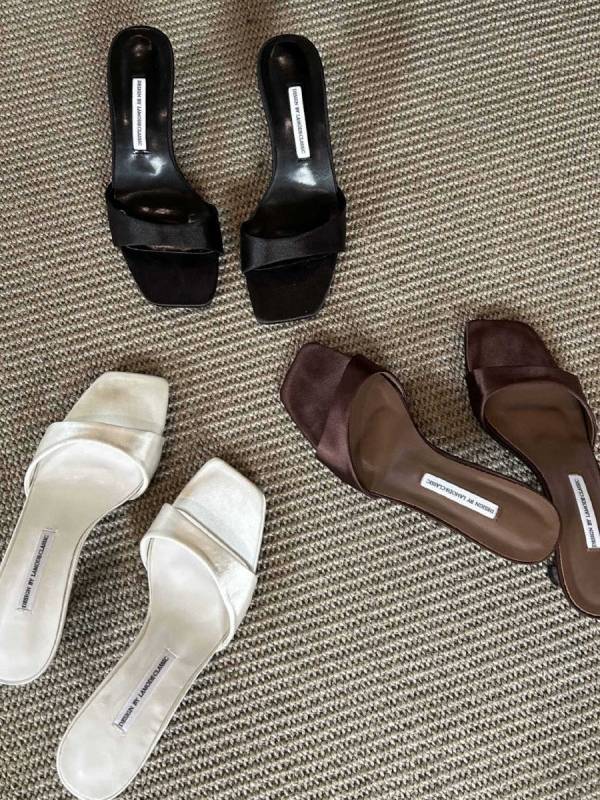 French Satin High-heeled Slippers