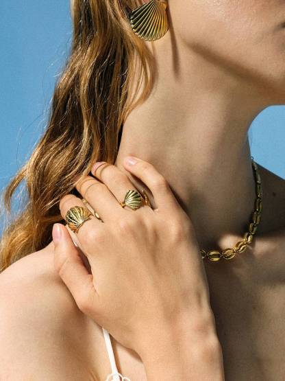 Shell Earrings Ring And Necklace