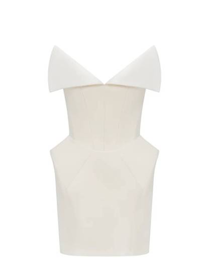 Unique Lapel Design Tube Top Mini Dress