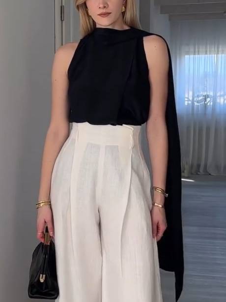 Elegant Ribbon Design Sleeveless Shirt