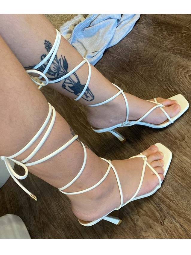 Minimalist strappy high-heeled sandals