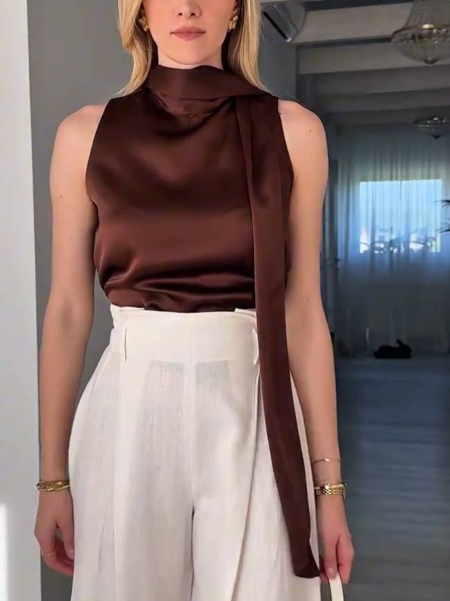 Ribbon Design Sleeveless Shirt