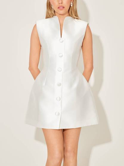 Minimalist V-Neck Sleeveless Bud Mini Dress