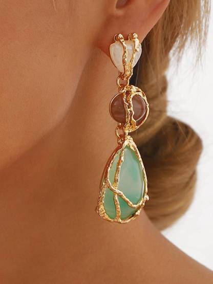 Water Drop Contrast Color Earrings