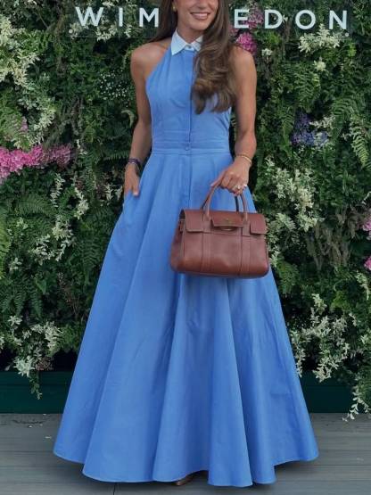 Elegant Strapless High Waist A- Line Maxi Dress