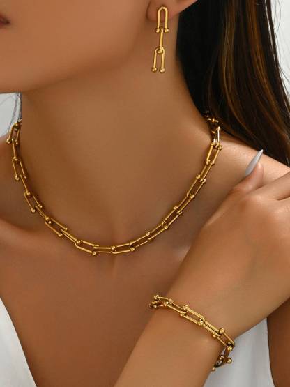U-shaped Horseshoe Buckle Necklace Bracelet Earrings