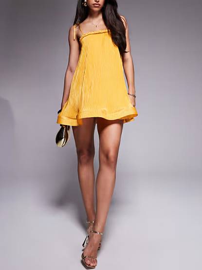 Pleated Sling Mini Dress