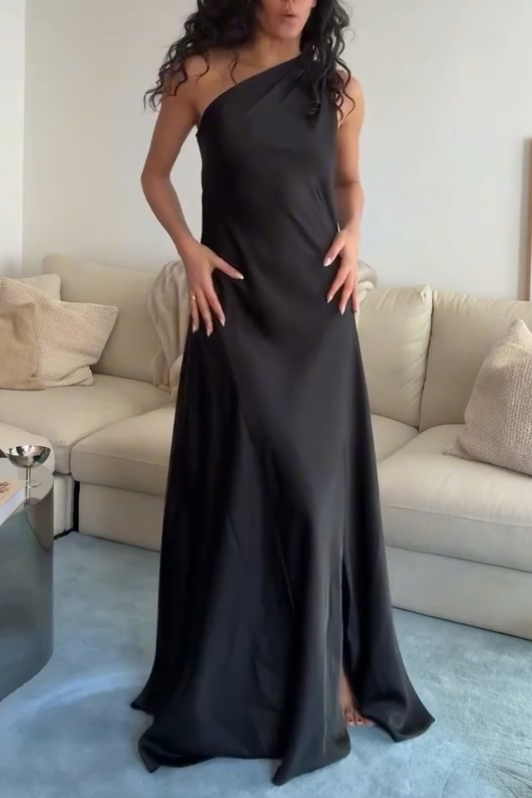 Off-Shoulder Front Slit Backless Maxi Dress