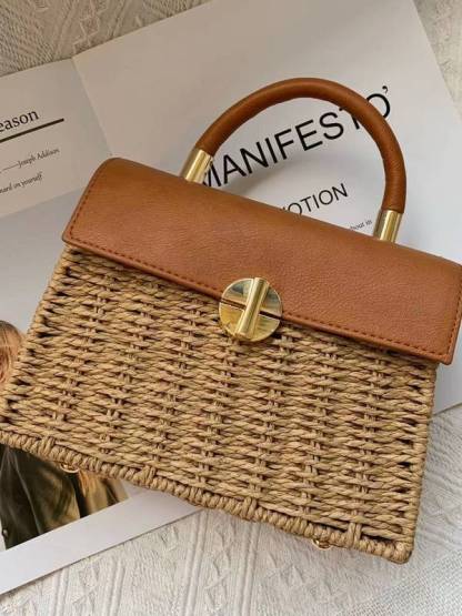 Handheld Crossbody Straw Bag