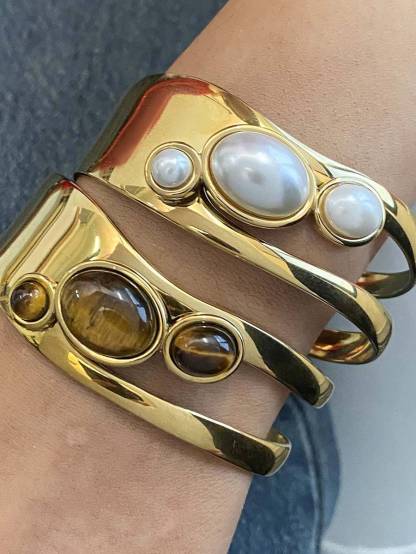 Minimale Inlaid Natural Stone Bracelet