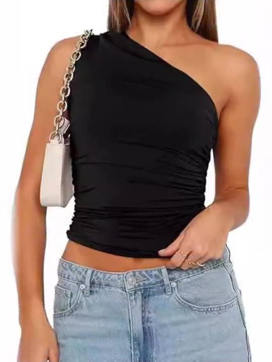 Off-shoulder Sleeveless T-shirt