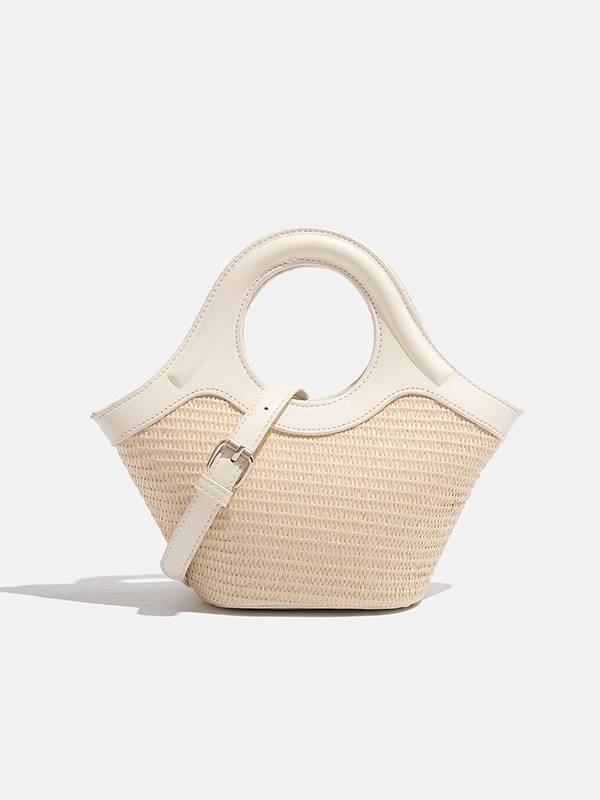 Vacation Style Woven Leather Handbag Crossbody Bag