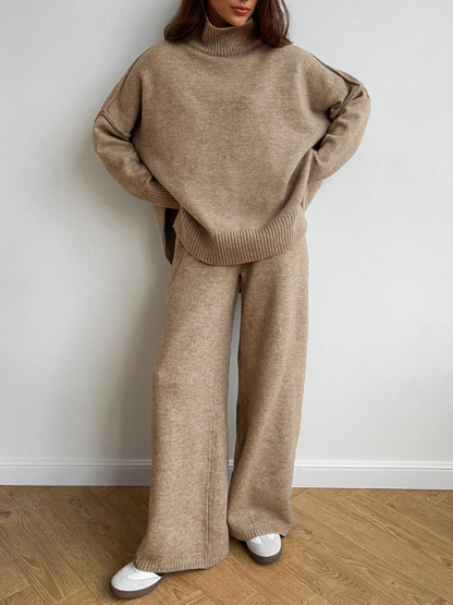 Lazy Thickened Knit Pants Suit