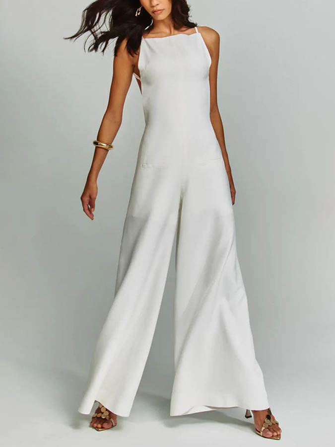 Casual Classic Suspender Wide Leg Jumpsuit
