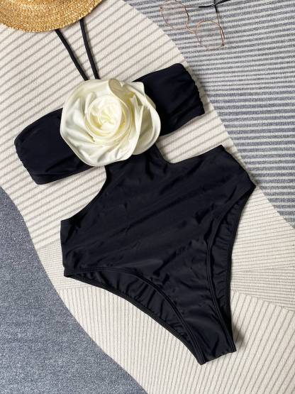 Three-dimensional Flower One-piece Swimsuit