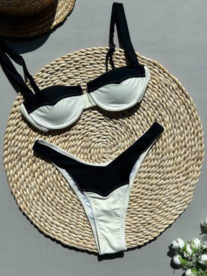 Contrast Color Bikini Two-Piece Set
