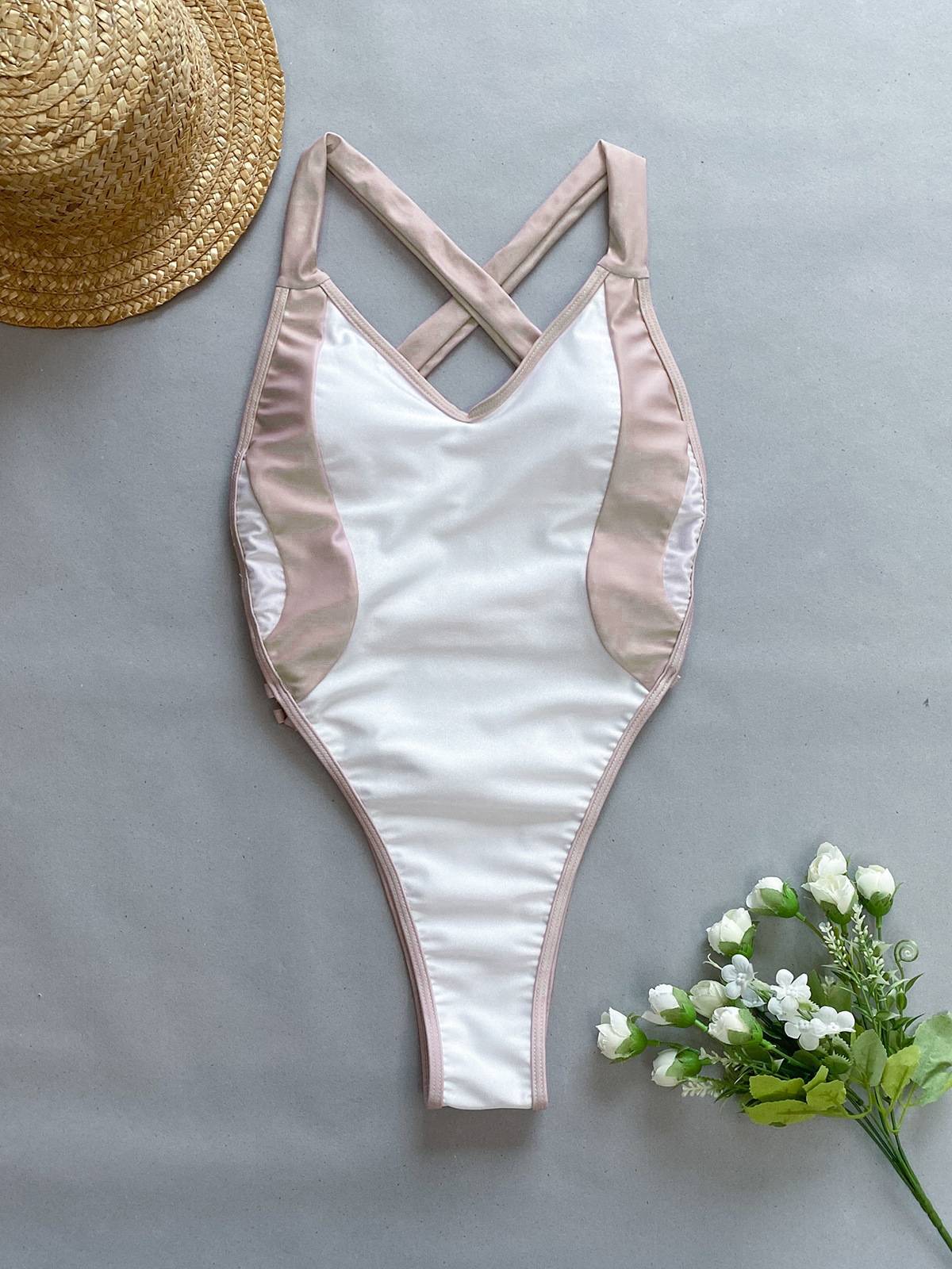 Contrast Color One-Piece Swimsuit
