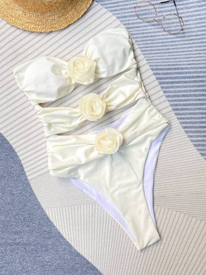 Three-dimensional Flower One-piece Swimsuit