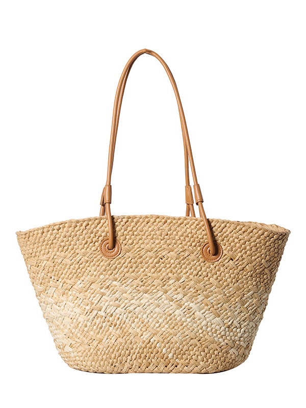 Gradient Colorful Hand-woven Beach Straw Bag
