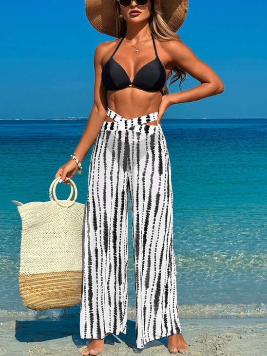 Bikini Wide-Leg Pants Three-Piece Set
