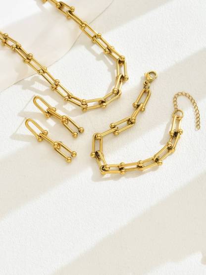 U-shaped Horseshoe Buckle Necklace Bracelet Earrings