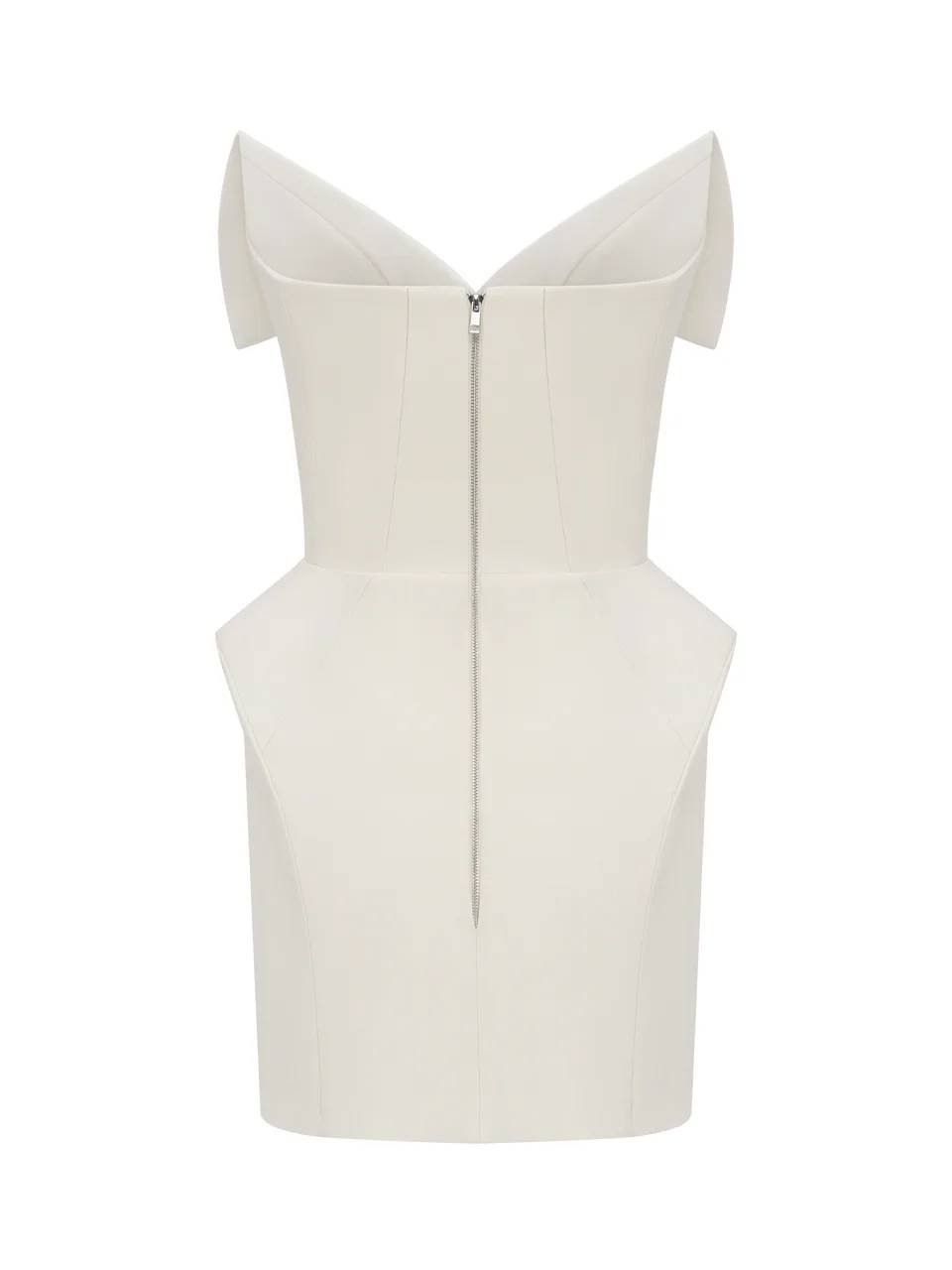 Unique Lapel Design Tube Top Mini Dress