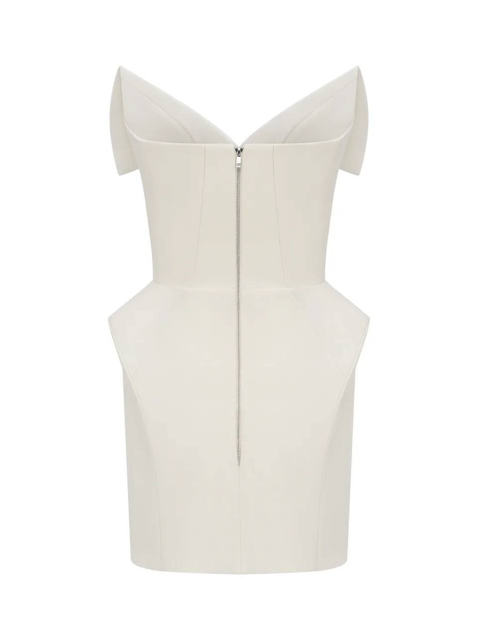 Unique Lapel Design Tube Top Mini Dress