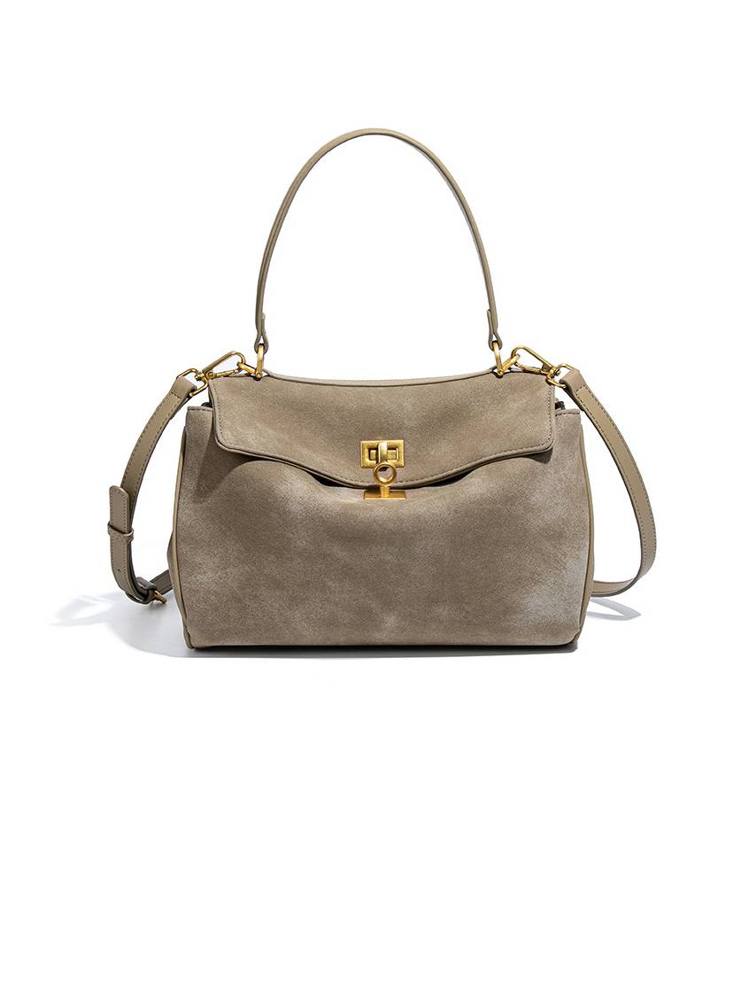 Minimalist suede tote shoulder bag