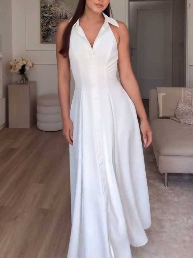 Minimalist Off-shoulder High Waist A- Shaped Midi Dress