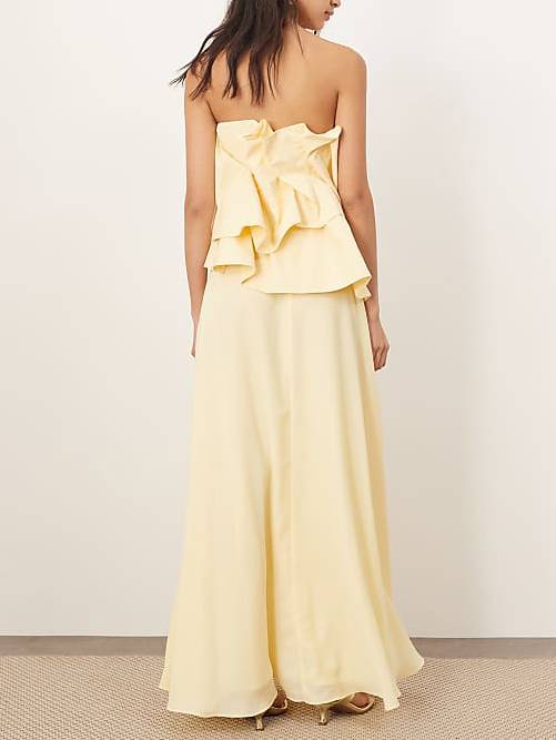 Unique Pleated Design Tube Top Maxi Dress