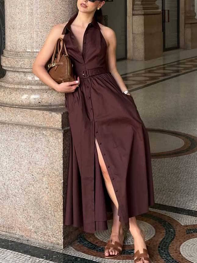 Minimalist Off-shoulder High Waist A- Shaped Dress