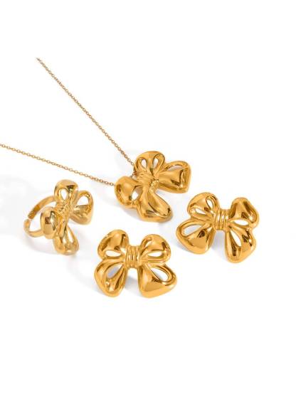 Bowknot Earrings Ring Necklace