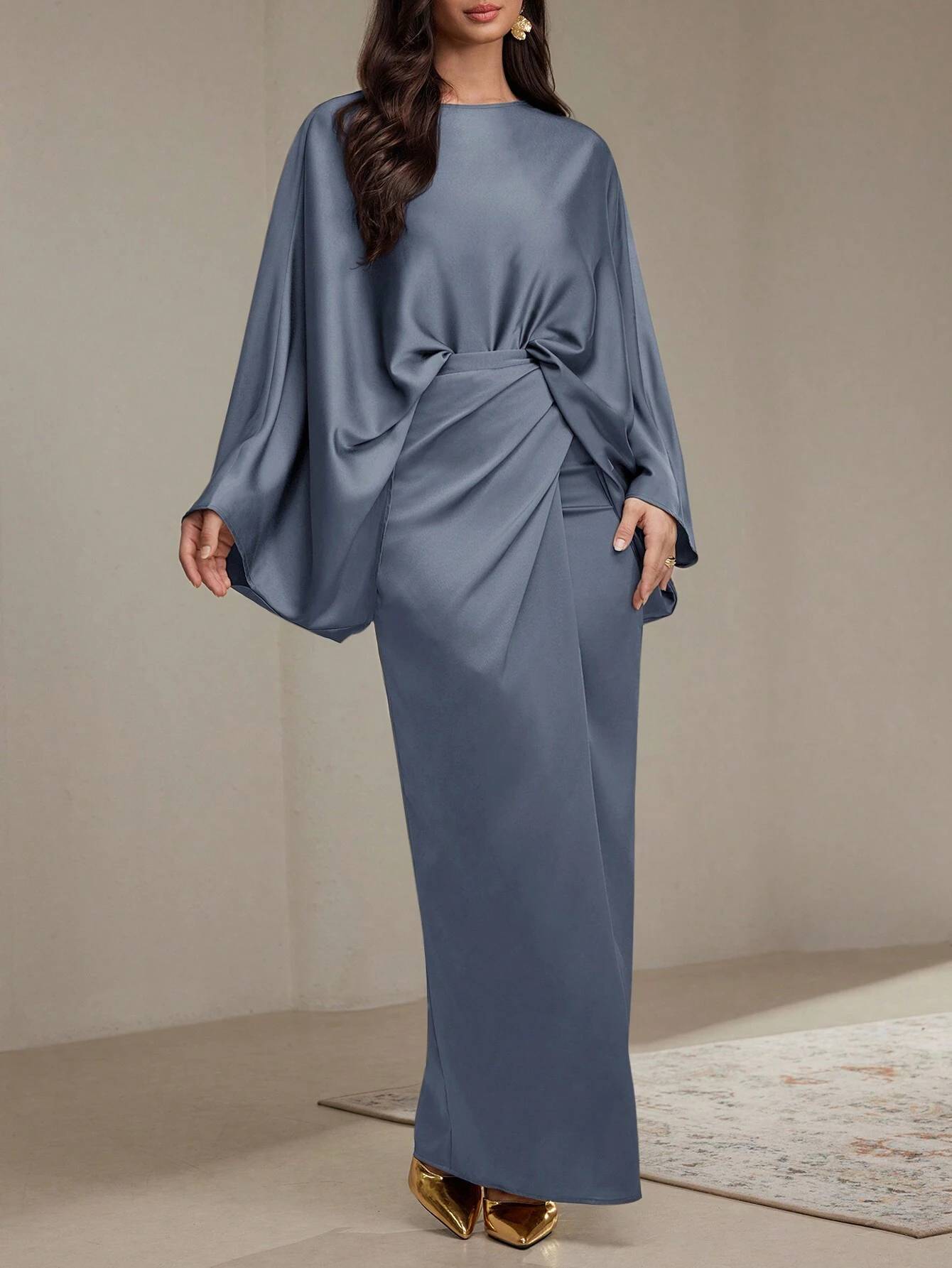 Minimalist Loose Shirt And Lace-up Skirt Suit