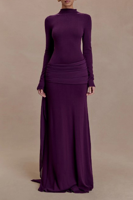 Pleated Ribbon Design Maxi Dress