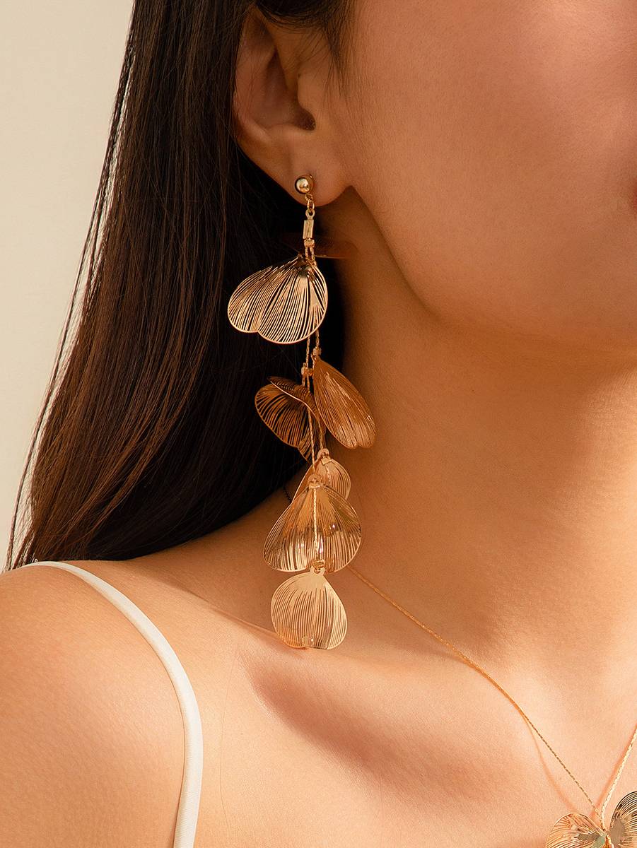 Ginkgo Leaf Tassel Earrings And Necklace