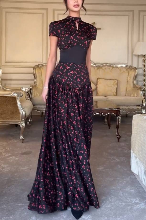 Waistband Floral Print Maxi Dress