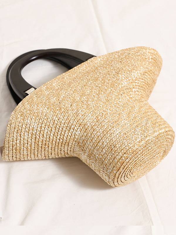 Straw and wooden handbag