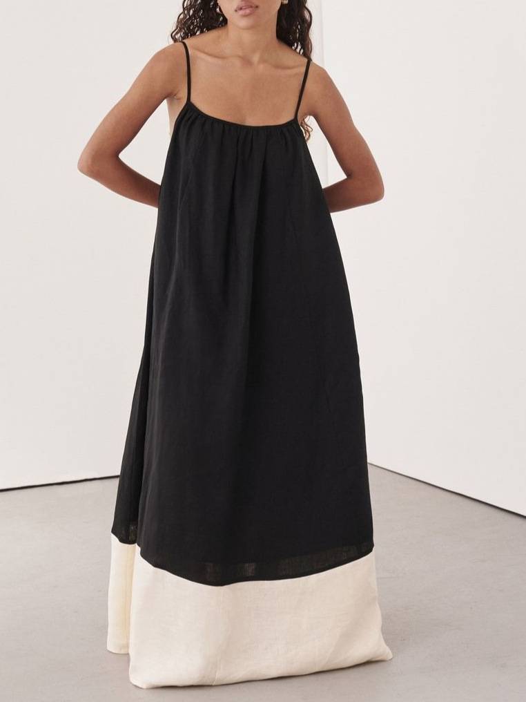 Color Matching Sling Maxi Dress