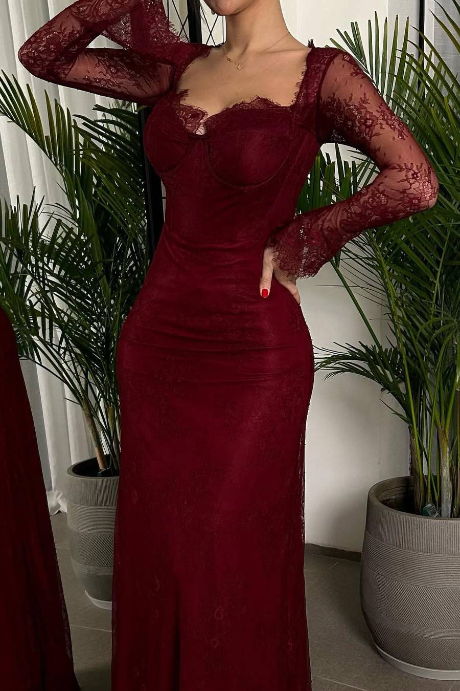 Lace Fishtail Maxi Dress