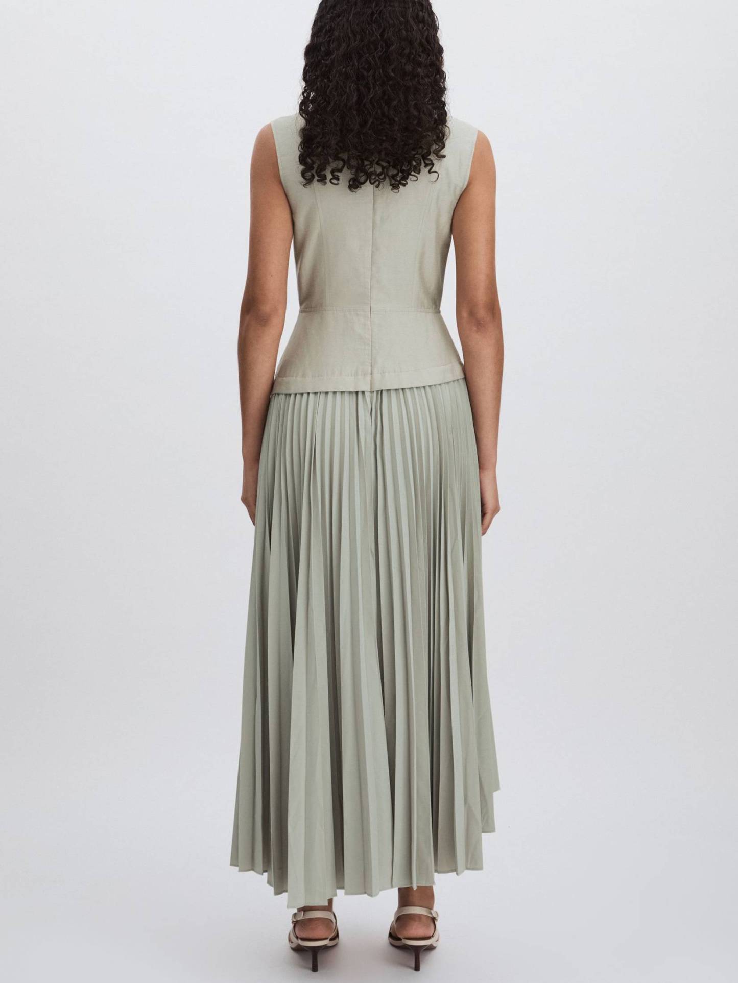 V-neck Lace-up Fold Fake Two-piece Maxi Dress