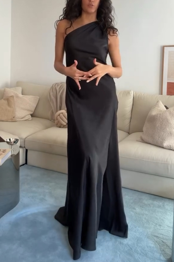 Off-Shoulder Front Slit Backless Maxi Dress