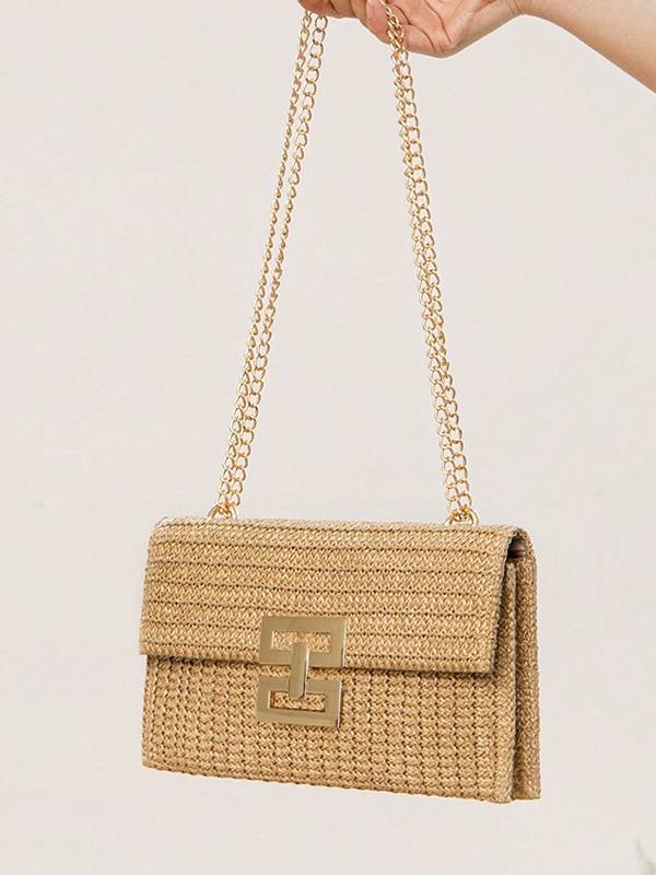 Straw Minimalist Clutch Chain Bag