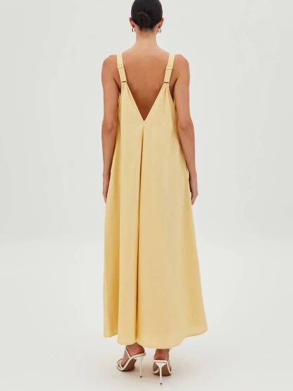 Vacation Style V-Neck Loose Maxi Dress