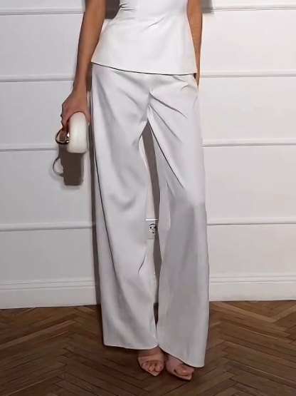 Elegant Cape-Style Top & Wide-Leg Pants Two-Piece Set