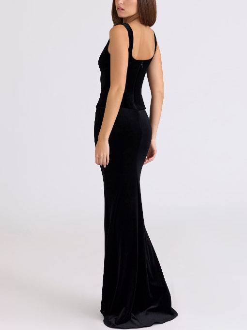 Velvet Sling Slim-fit Maxi Dress