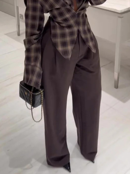 Exquisite Pleated Pocket Blazer Pants