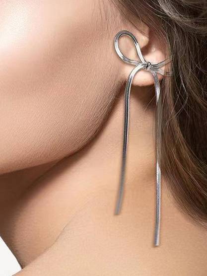 Bow Long Chain Earrings