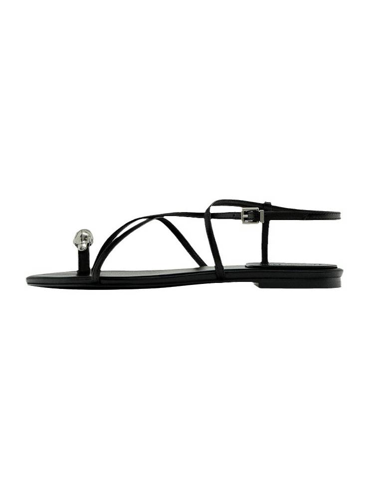 Vacation Style Minimalist Metal-Embellished Flat Sandals