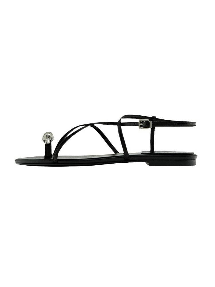 Vacation Style Minimalist Metal-Embellished Flat Sandals